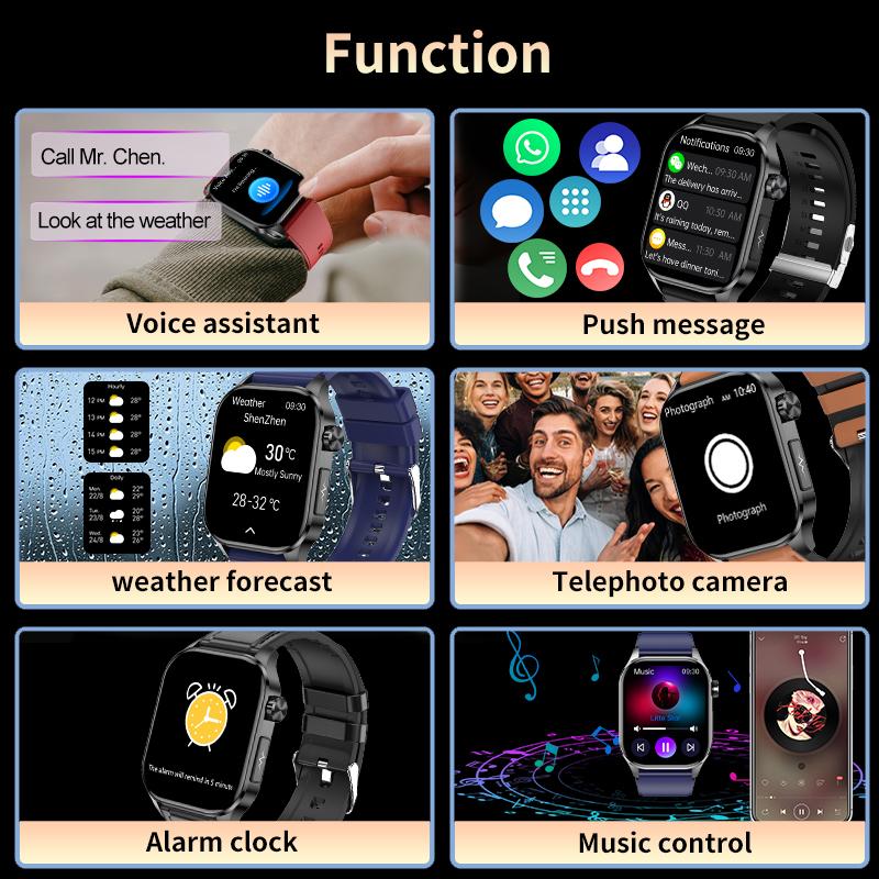 2024 новые смарт-часы с измерением кровяного давления и кислорода в крови, ЭКГ + PPG + ВСР, частота сердечных сокращений, состав крови, тела, Bluetooth, умные часы с вызовом