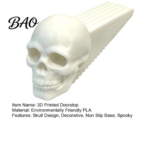 Decorative Halloween Doorstop Skull Door Stopper, 3D Printed Plastic Wedge, Non Slip Heavy Duty Anti Holder Base, Stop for Home Gothic Room Accessory