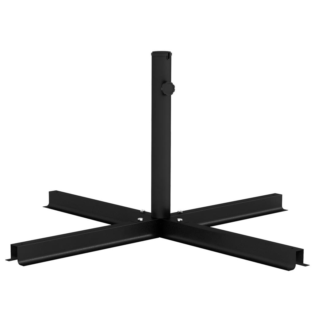 Parasol base. Cross base. Weatherproof. 100 x 100 x 75 cm. Black