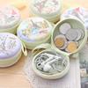 Portable Lovely Round Wallet Cartoon Eiffel Tower Earphone Key Holder Case Bag