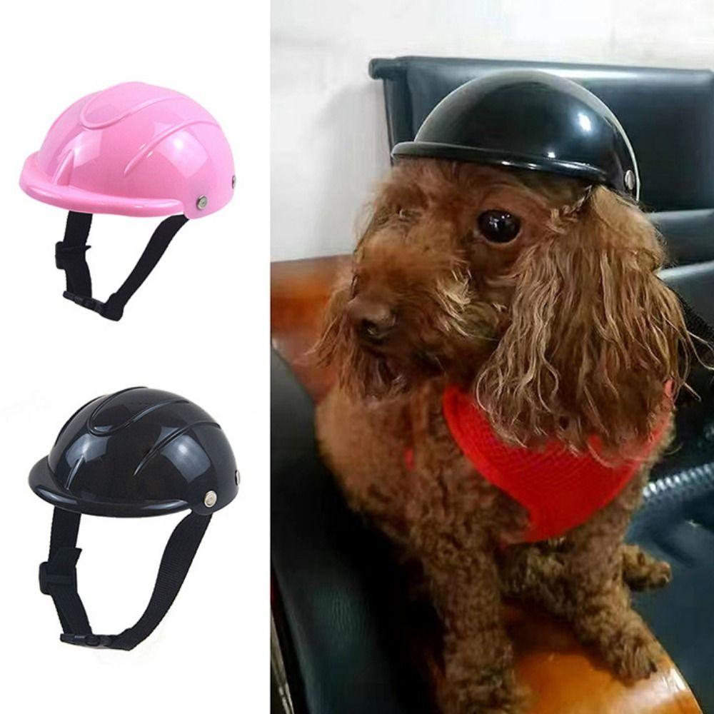 Adjustable Pet Safety Helmets Wear Resistant Pet Motorcycle Helmet Cap Dog Cycling Helmets  Outdoor