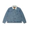 Levis Выбеленная винтажная джинсовая куртка с воротником на одной пуговице и длинными рукавами Мужские куртки Синяя A4080-0000
