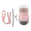 Portable Blender Cup 500ML USB Rechargeable Cordless Mini Electric Juicer Cup with Straw Pink