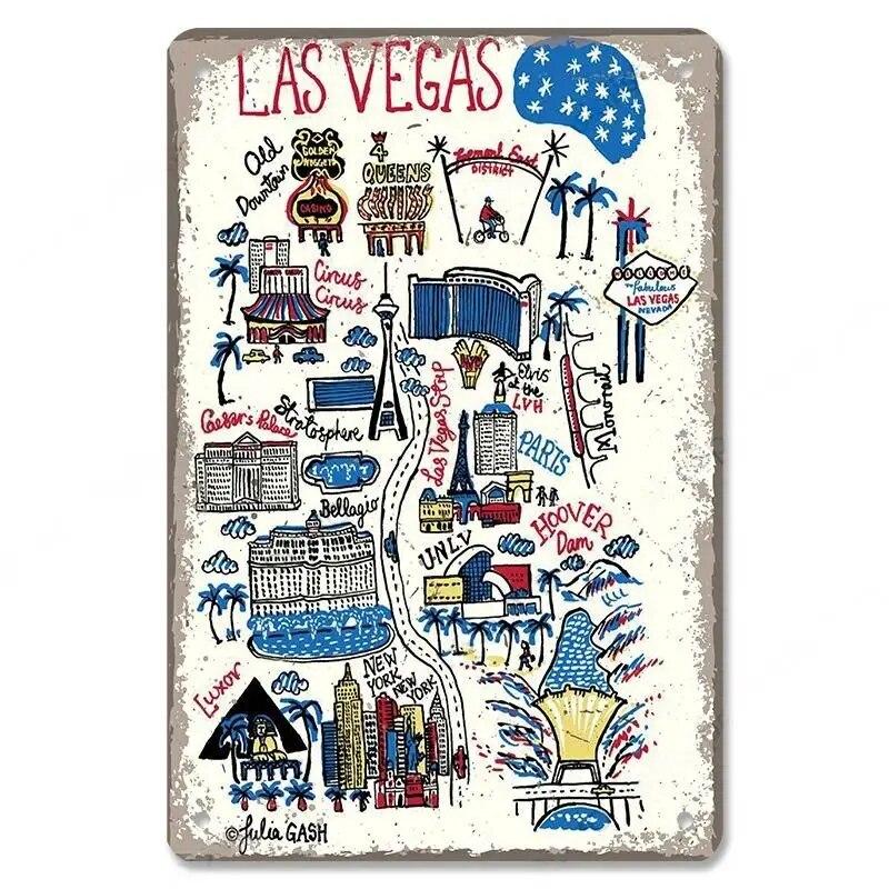 Welcome To Las Vegas Plaque Metal Tin Signs Vintage Decor Nevada Casino Metal Posters Wall Art Decor