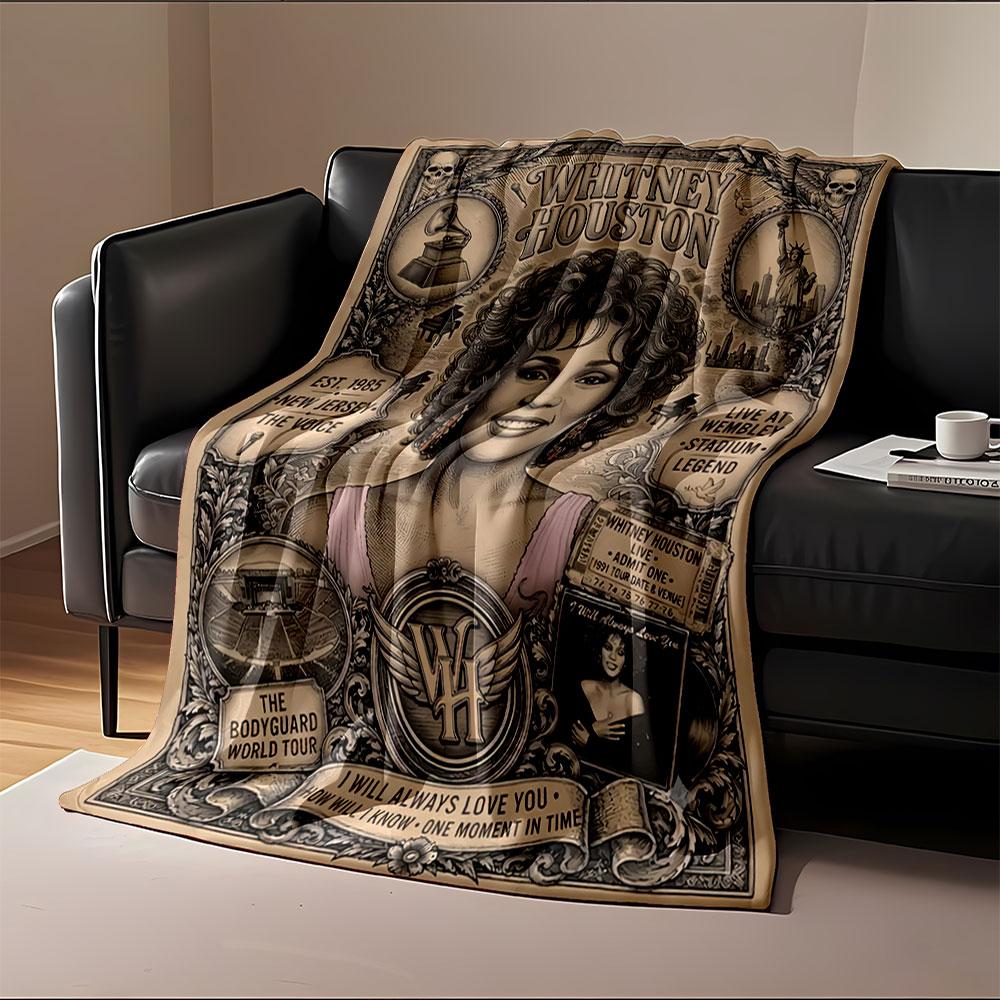 Vintage Whitney Houston Tribute for all seasons blanket lunch break throw gift
