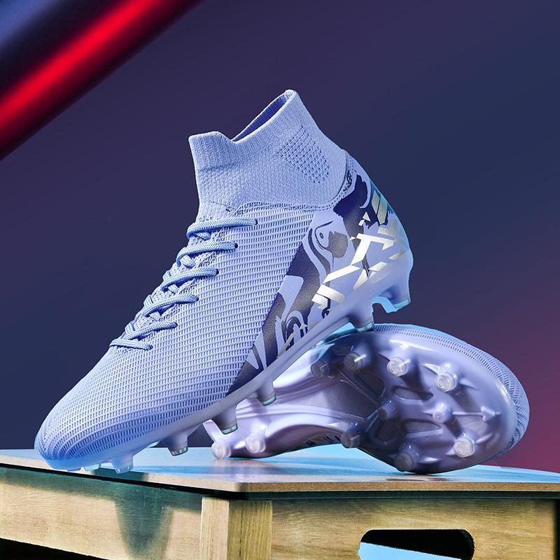 High-Cut Football Cleats Men Boys Teens Students TPU Rubber Outsole TF Studs Training Match Shoes