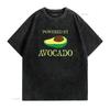 Мужская футболка 'Powered By Avocado' Смешная V3 Черная винтажная стираная уличная одежда Дышащая мужская Топ для повседневной носки Удобный