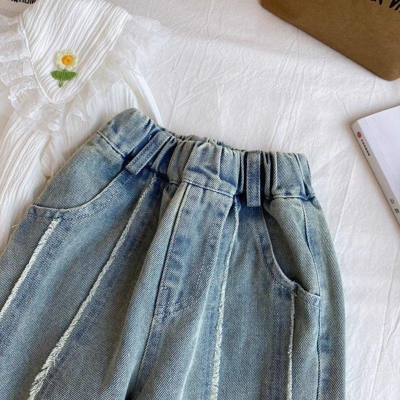 Girls' Pants Spring Fashion Straight Jeans Wide-leg Pants Spring and Autumn Children's Trousers