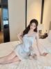 Summer new ice silk nightgown female sexy pure desire sweet princess style thin suspender nightgown loungewear two-piece set