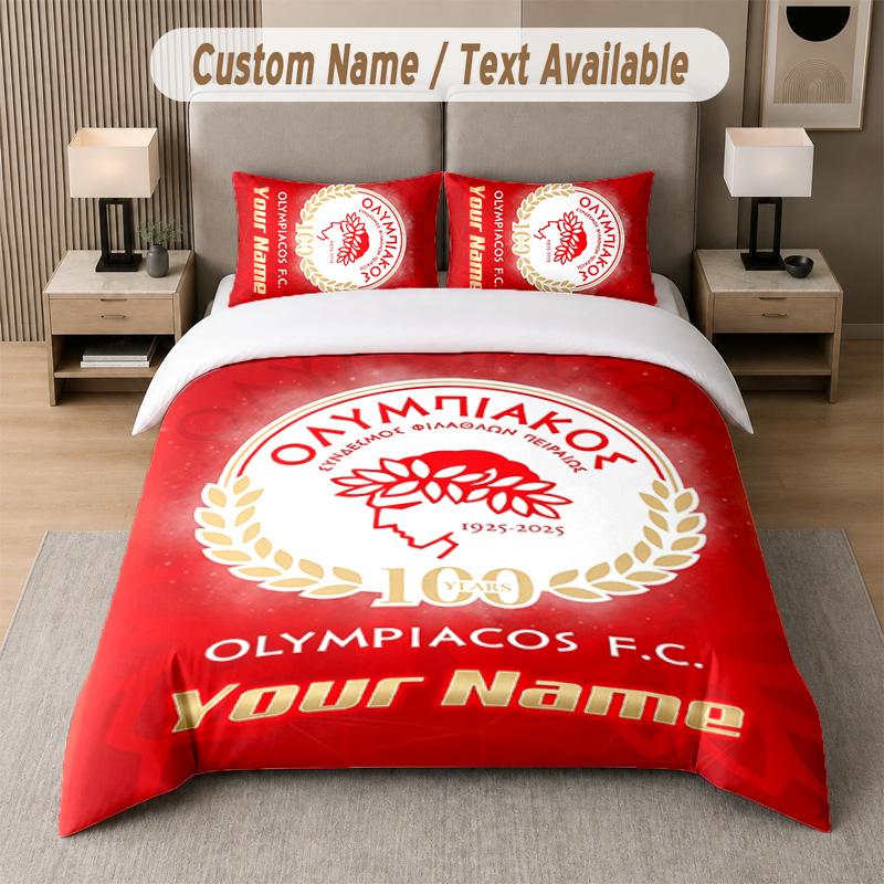 Olympiacos Design Bedding Set Custom Text 1 Duvet Cover & 2 Pillow Cases