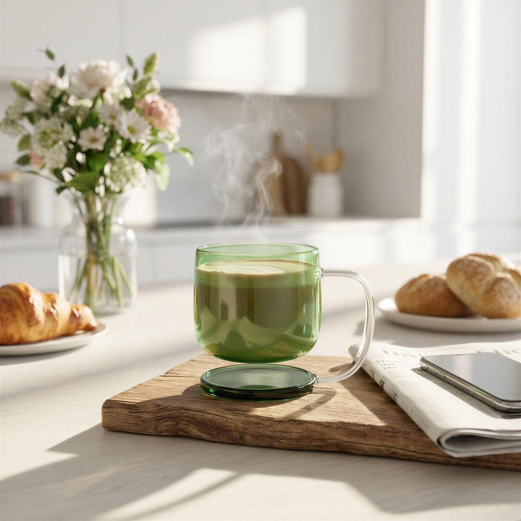 GLASS WITH AIR LEVITATION EFFECT MUG GREEN 300 ml