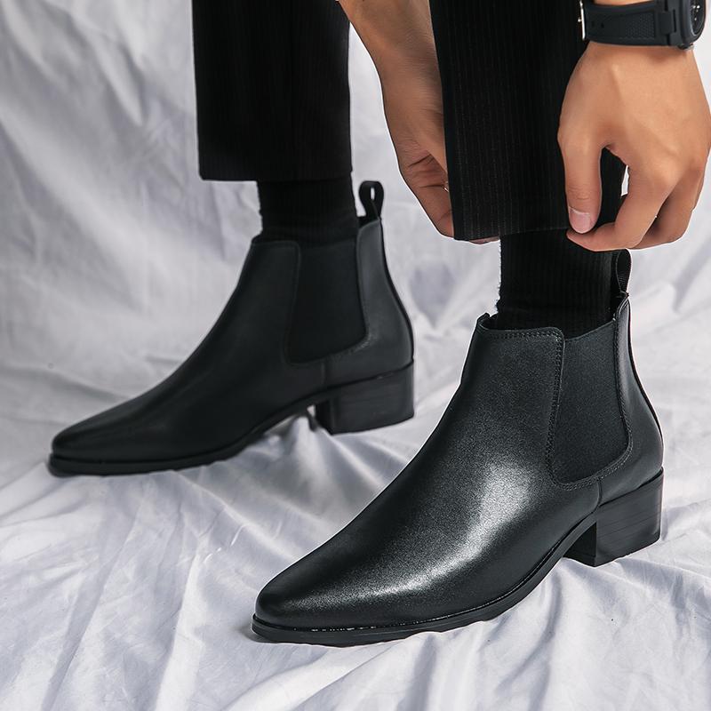 Fashion British Style Men's Brand New Men's Retro Breathable Short Boots High-quality Men's Comfortable High Top Block Chelsea Boots
