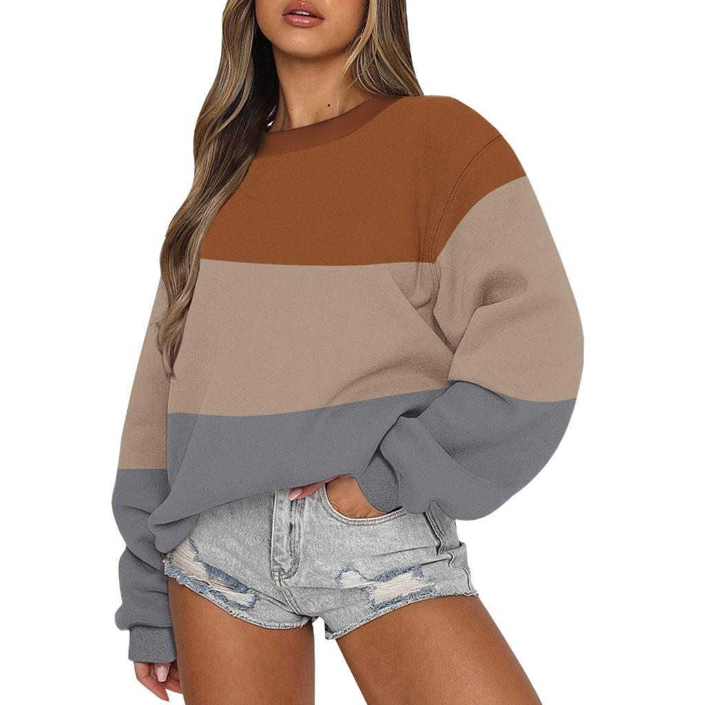 Женский осенне-зимний топ с длинным рукавом, повседневный свитер с круглым вырезом, свободный крой, флисовые топы Pollover