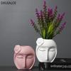 Керамическая ваза современный минималистский декор для дома аксессуары цветок суккулент цветочный горшок подарок студенту креативная ваза с рисунком лица DXUIALOI