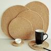 1PC Countryside Linen Placemat Simple Natural Grass Woven Coaster Circular Placemat Hemp Rope Placemat