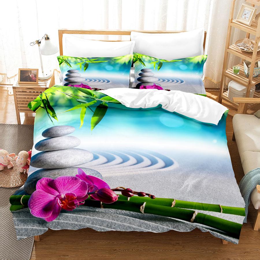 Comforter Green Flower Double Bed With Lotus Bedding Set King Size 3Pcs 2Pcs Single Twin Full 200X200 220X240Cm