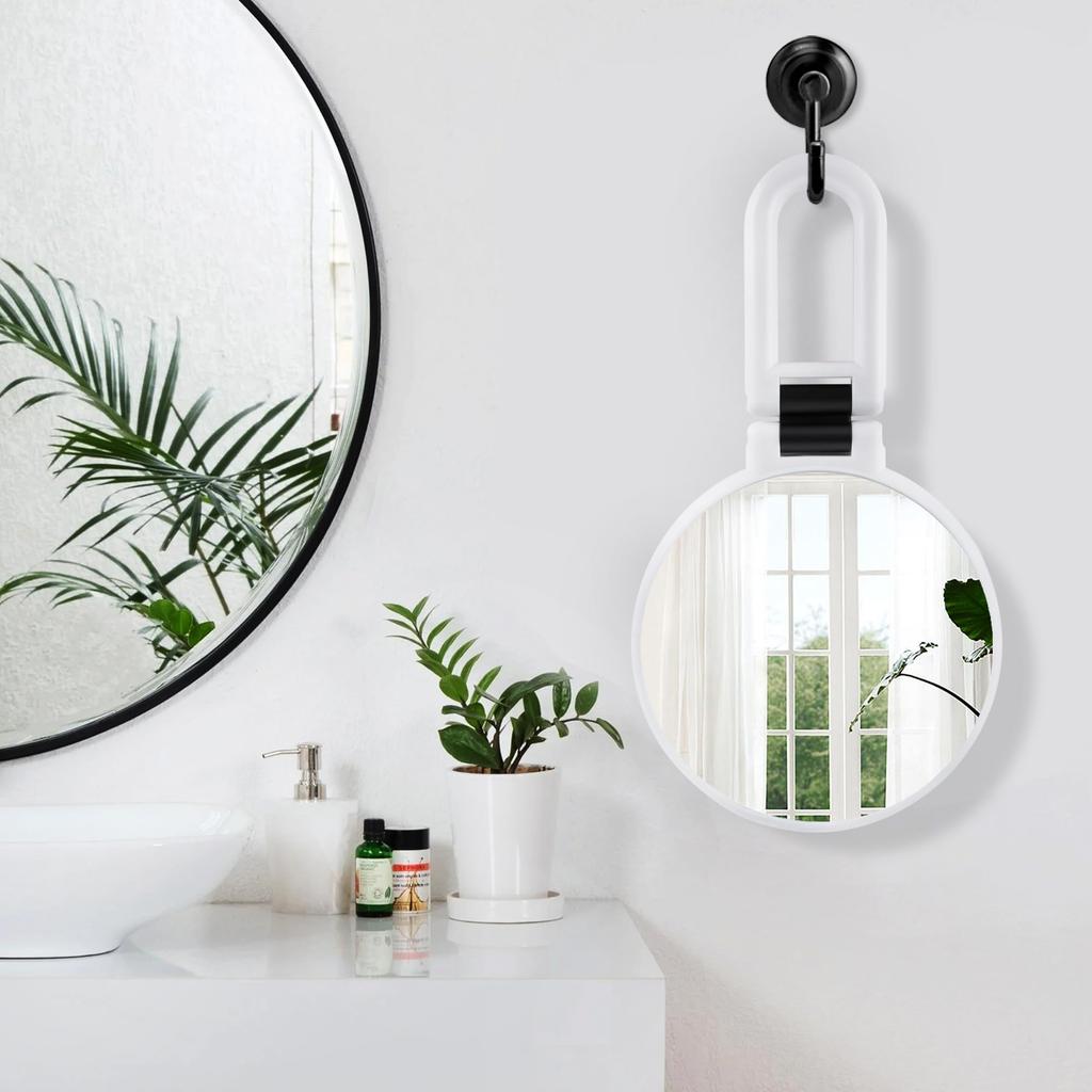 LunarCorky Handheld 30x and 1x Makeup Mirror with Travel Round MMH002W Mirror, Magnification, Folding, Double-Sided Handle, Portable, Compact, Mirror,