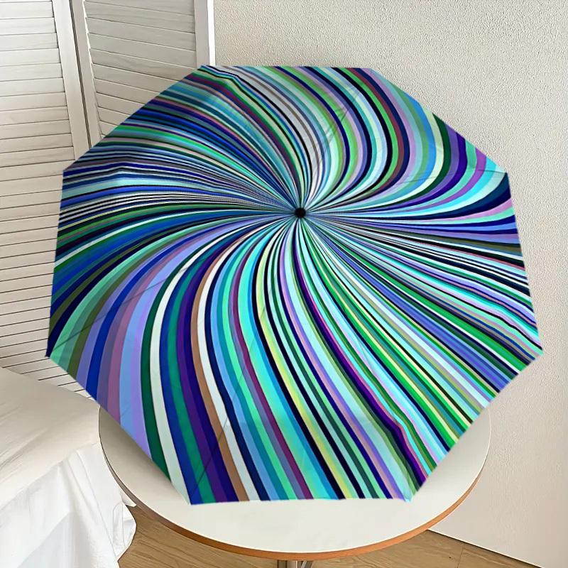1pc twirl psychedelic Automatic Open/Close Umbrella with Windproof, 8-Rib Sturdy Canopy, Durable Ribs, Fashionable Design1234A