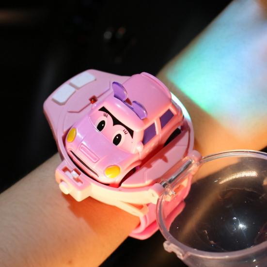 1 Set Mini Car Toy with Protective Cover Cartoon Shape Creative Miniature Anti-interference Drift Toy Rechargeable Watch Remote Control Racing Car Toy