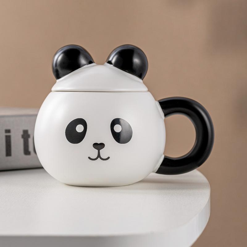 Новая мультяшная кружка-медведь с крышкой, офисная керамическая чашка высокой ценности, кофейная чашка для дома, для пары