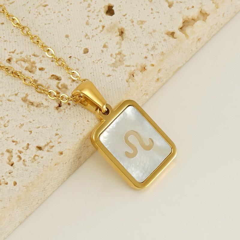 18-каратное золото нержавеющая сталь 12 созвездий ожерелье ювелирные изделия белая ракушка полая подвеска ожерелье для женщин