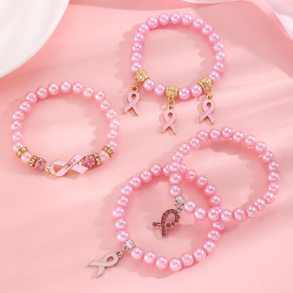 Ожерелье в знак осведомленности о раке молочной железы и Браслет для профилактики СПИДа с значком красной ленты