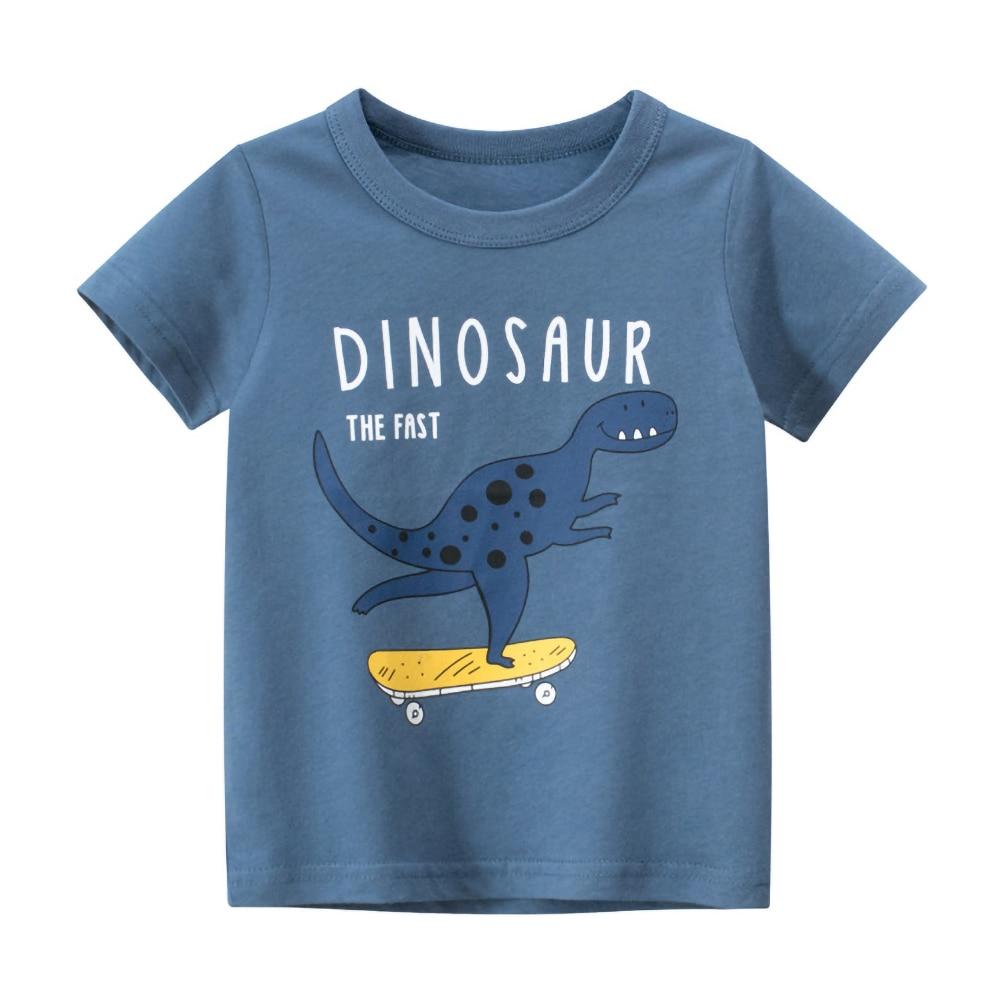 Летняя футболка для маленьких мальчиков, топ с принтом динозавра, футболка с короткими рукавами, футболка с героями мультфильмов, одежда для маленьких мальчиков