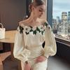 Spring 2024 Women's Chic Floral Embroidered Mesh Shirt