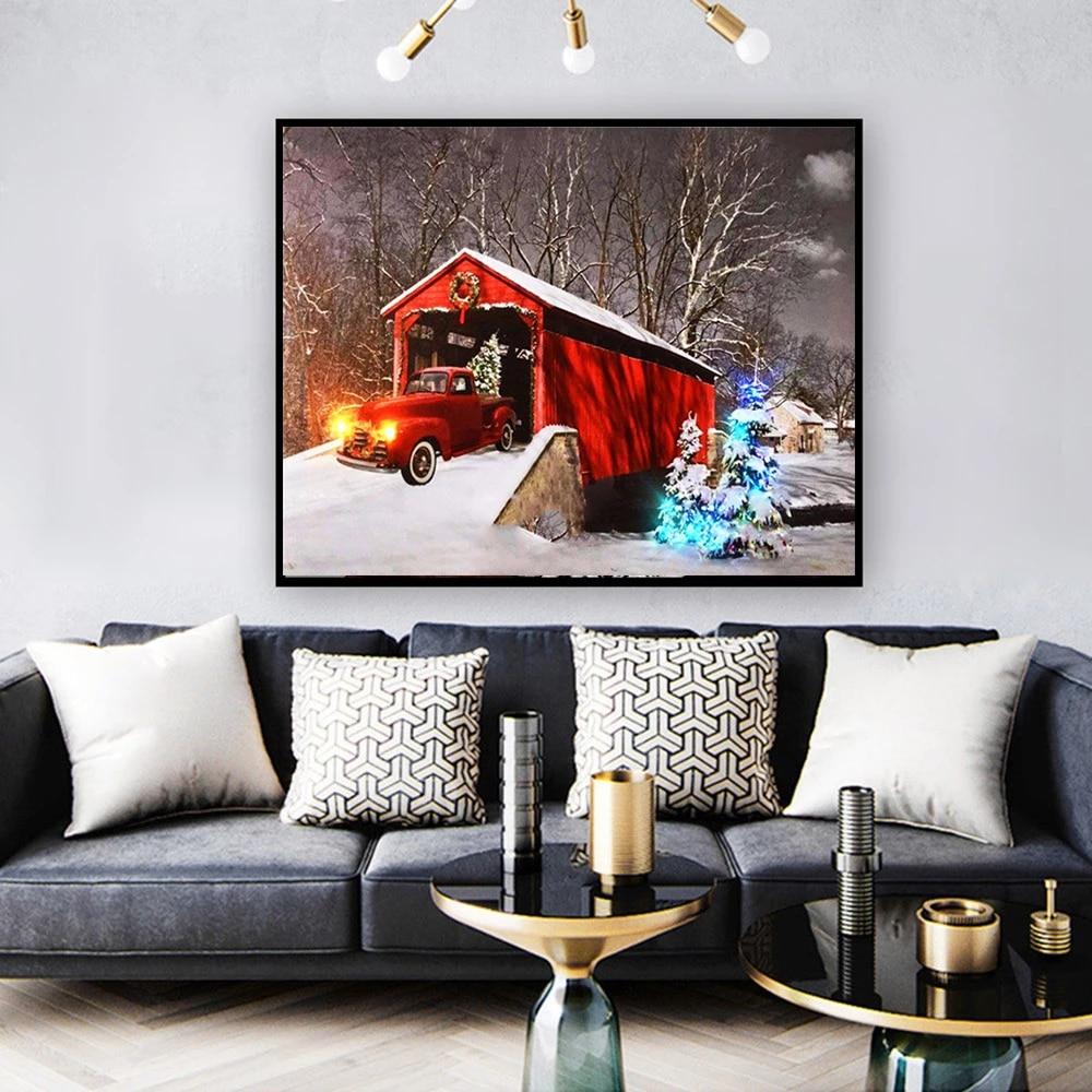 Алмазная вышивка Пейзаж Автомобиль Полный квадратный круглый вышивка крестом Алмазная картина Снежная мозаика Детская комната Декор