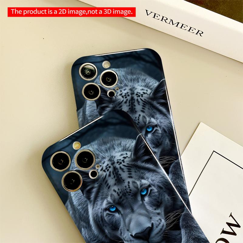 2DFlat Blue-Eyed Snow Leopard on Rock All inclusive film hard iPhone case, compatible with iPhone 18 Pro Max 17 16 15 14 13 12 11