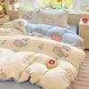 Thickened Milk Fleece Four-Piece Cartoon Dormitory Fleece Coral Fleece Three-Piece Single Quilt Cover