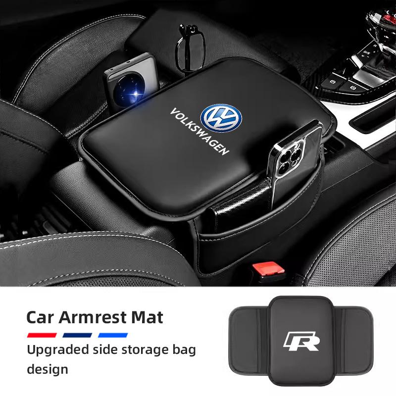 Car Armrest Cushion Arm Rest Mat Interior Storage Bag Accessories For VW GTI Polo Golf Passat Tiguan Arteon Touareg CC Taigo QW7
