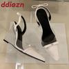 Fashion Fashion Pointed Toe Women Super High Heels Wedges Sandals Butterfly-Knot Female Transparent Heels Ladies Wedges Sandals Shoes