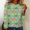 Summer Casual Trend Small Fresh Digital Printed Fashion Pattern Round Neck Top Shirt