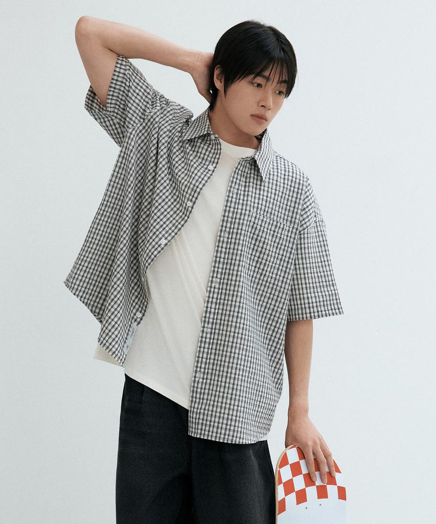 ONEILL Wrinkle Check Short Sleeve Shirt_White