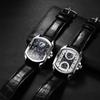 Автоматические часы с кожаным ремешком, аналоговые, стильные, квадратные, кварцевые, черные, аксессуары, подарок на день рождения, Рождество, мужские, водонепроницаемые, мужские -