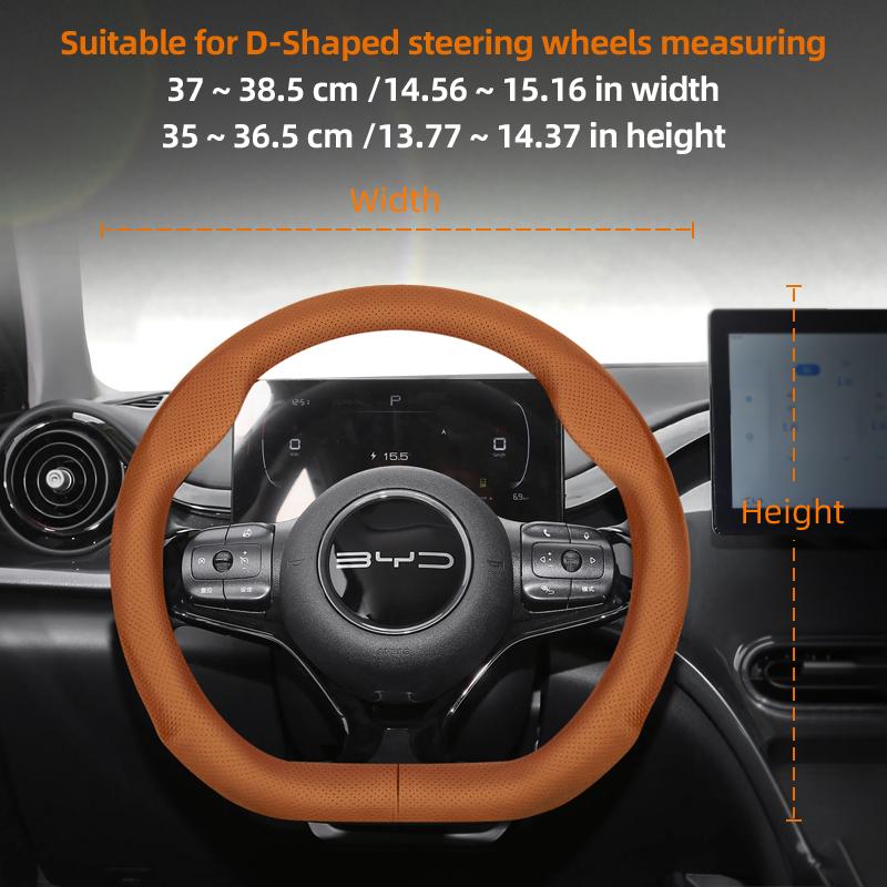 Suitable for Byd Ultra-Thin Breathable Leather Steering Wheel Cover Suitable for Dolphin Mini Seal Atto 3 King Shark 6 Song Pro e5