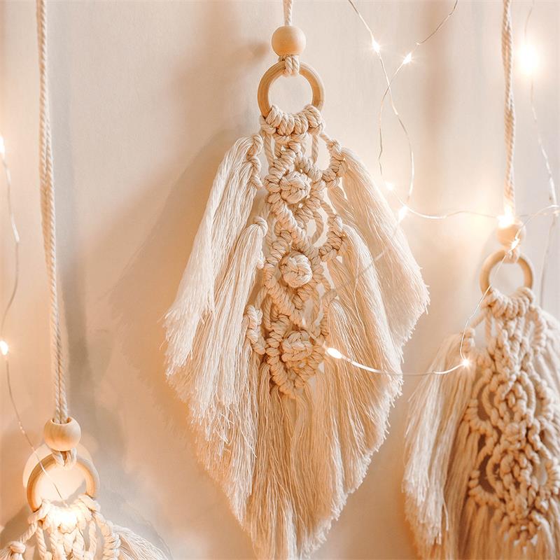 Nordic Style Dreamcatcher Hand Made Leaf Dream Catchers Cotton Macrame Wall Hanging Handmade Tassels Dreamcatcher Home Decor