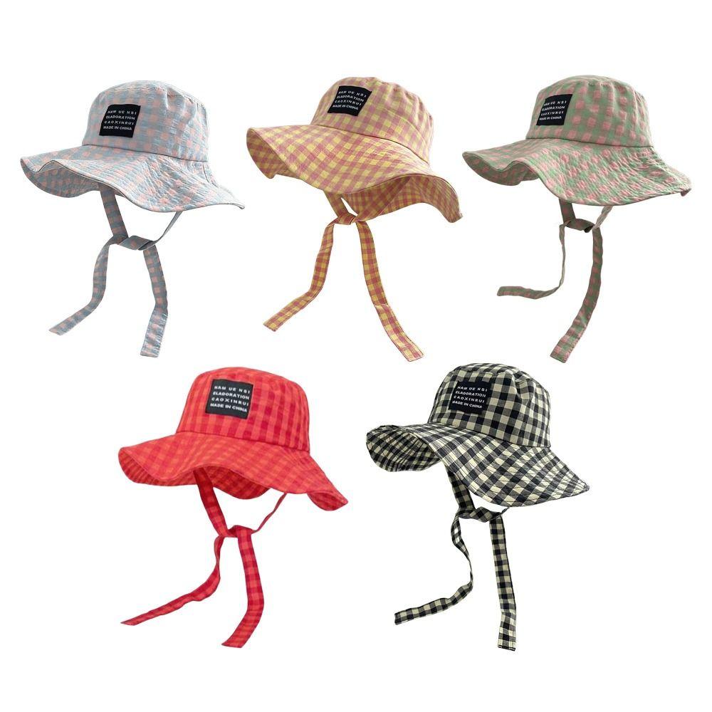 Fashion Breathable Fisherman Hats Lace Up Wide Brim Bucket Hats Adjustable Strap Sun Protection Hats