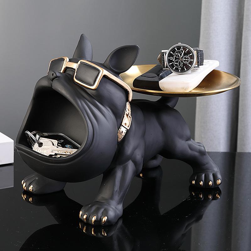 Creative Bulldog Enters The Door, Puts The Key In The Ornament, Porch Shoe Cabinet Storage Box, Home Decoration