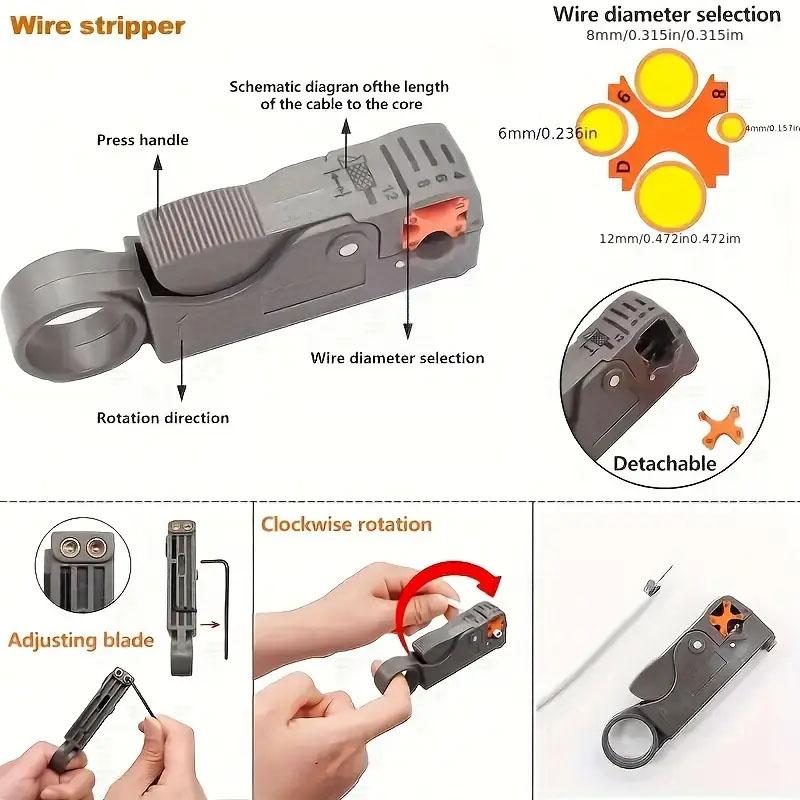 Инструмент для обжима коаксиального кабеля, набор инструментов для зачистки проводов с разъемами F RG6 RG59, клещи для обжима, ручные инструменты