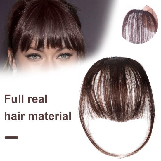 Bangs Wing Clip Hair Extension Soft Natural Straight Anti-slip Reusable Dark Brown Wispy Bangs Fringe Women Dress-up Hairpieces