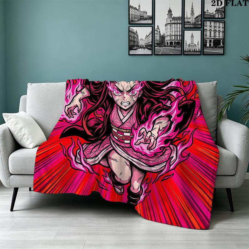 Custom Name,Nezuko Kamado Printed Flannel Blanket, soft throw for bedroom sofa, washable, Christmas present, great gift.