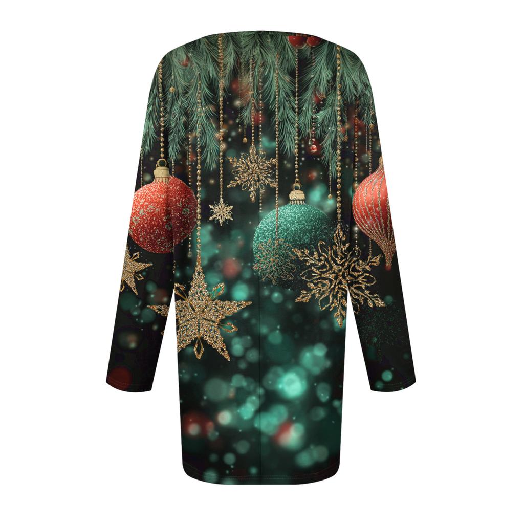 Women's Fashionable Casual Long Sleeved Plus Size Print Top Plus Size Floral Print Top