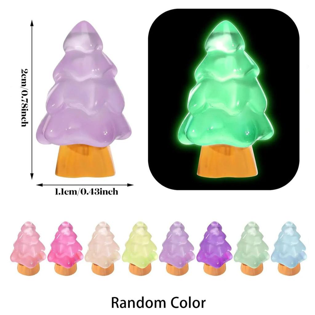 10/20Pcs Luminous Christmas Tree Glow In Dark Mini Resin Decor For Random Color Diy Fairy Garden Party Gift