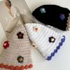 Japanese Sweet Flower Knitted Bucket Hats for Women Autumn and Winter Warm Cute Show Face Small Versatile Retro Basin Caps