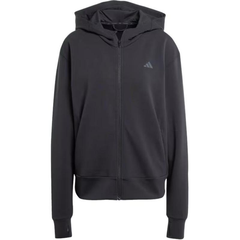 adidas Спортивная толстовка с капюшоном на молнии Черная Женская JP2654