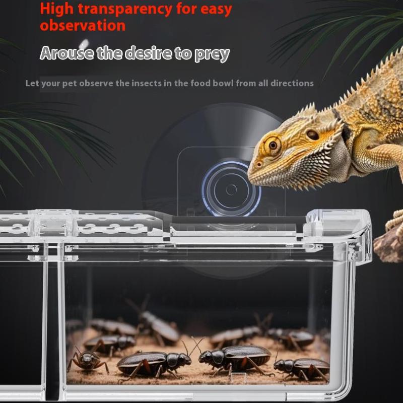 1PC With Suction Cups Pet Supplies Reptile Transparent Feeder Worm Live Container Anti-escape Food Bowl Reptile Pet Bowls