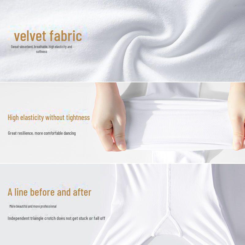 Белые танцевальные колготки для девочек - стиль весна/осень с независимыми треугольными вставками в шаговом шве