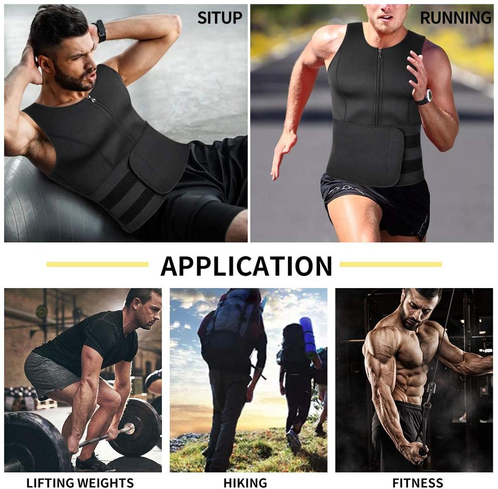 Мужской жилет на молнии для сауны, неопреновый корсет, жилет для тренировки талии, формирователь тела, майки для тренировок, компрессионная рубашка
